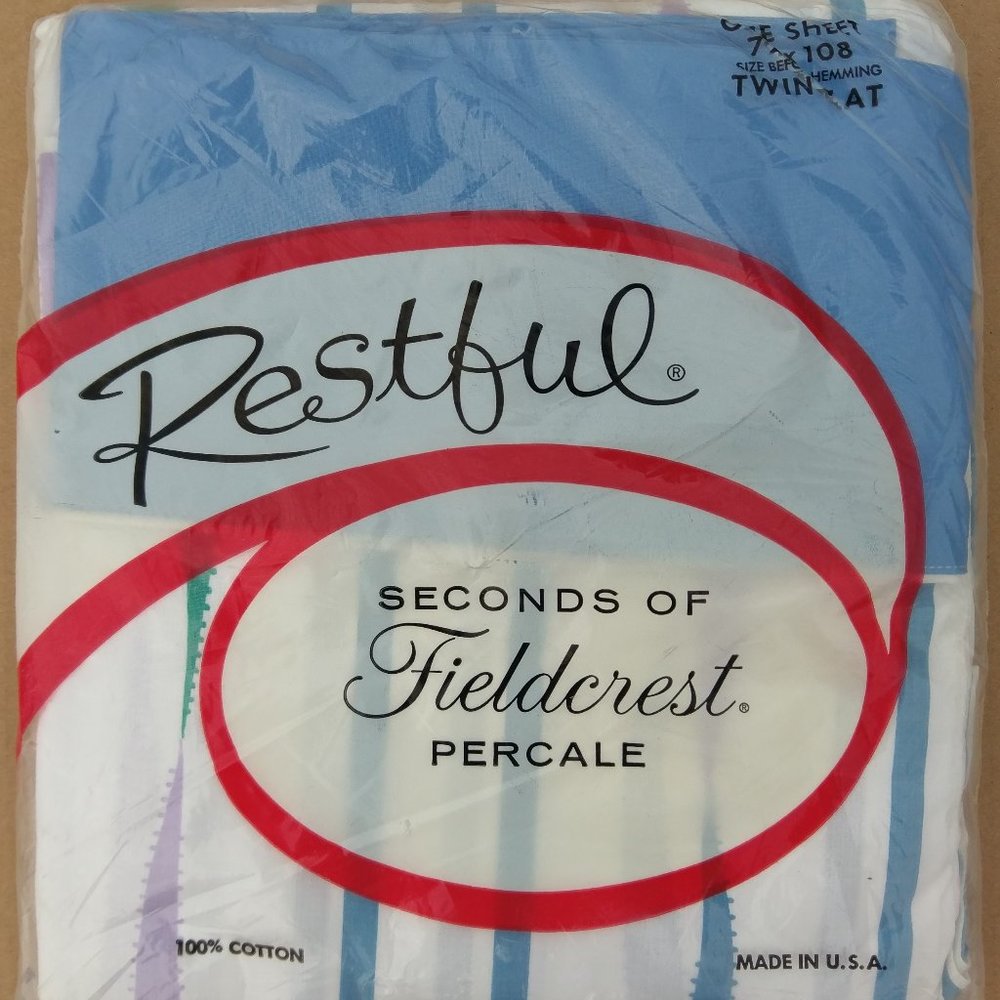 Vintage Fieldcrest Twin Flat Sheet NOS Sealed Seconds  USA 1950s-60s